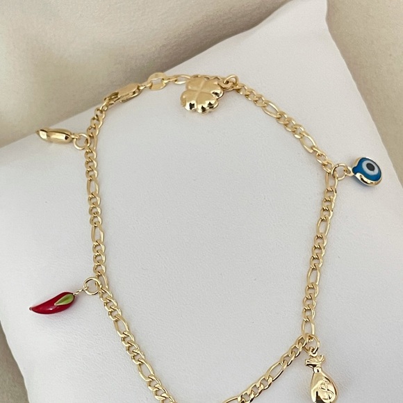 18k Gold Filled Charms Anklet - Picture 5 of 7